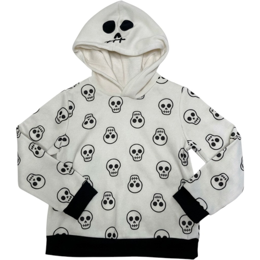 Halloween Skull Hoodie Kids 5T White Black Pullover Good